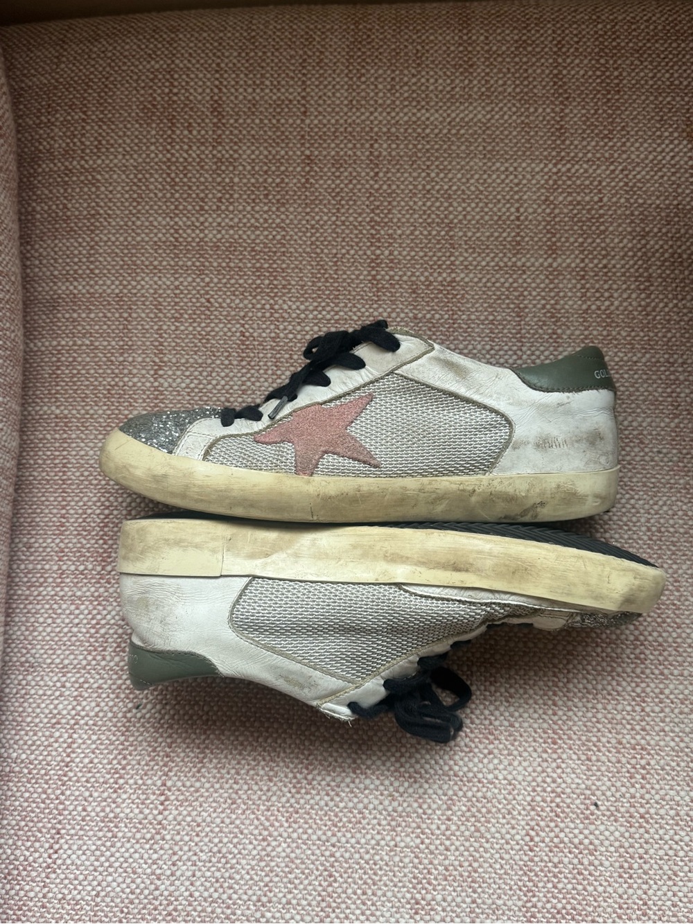 Golden Goose Super-Star Sneakers with Silver Glitter Toe and Black Laces SIZE 38 - Picture 3 of 4